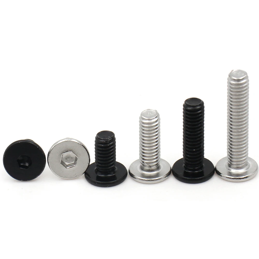 10/20/50pcs M2 M2.5 M3 M4 M5 M6 Black Galvanized 304 Stainless Steel CM Hex Socket Hexagon Ultra Thin Flat Head Screw Bolt
