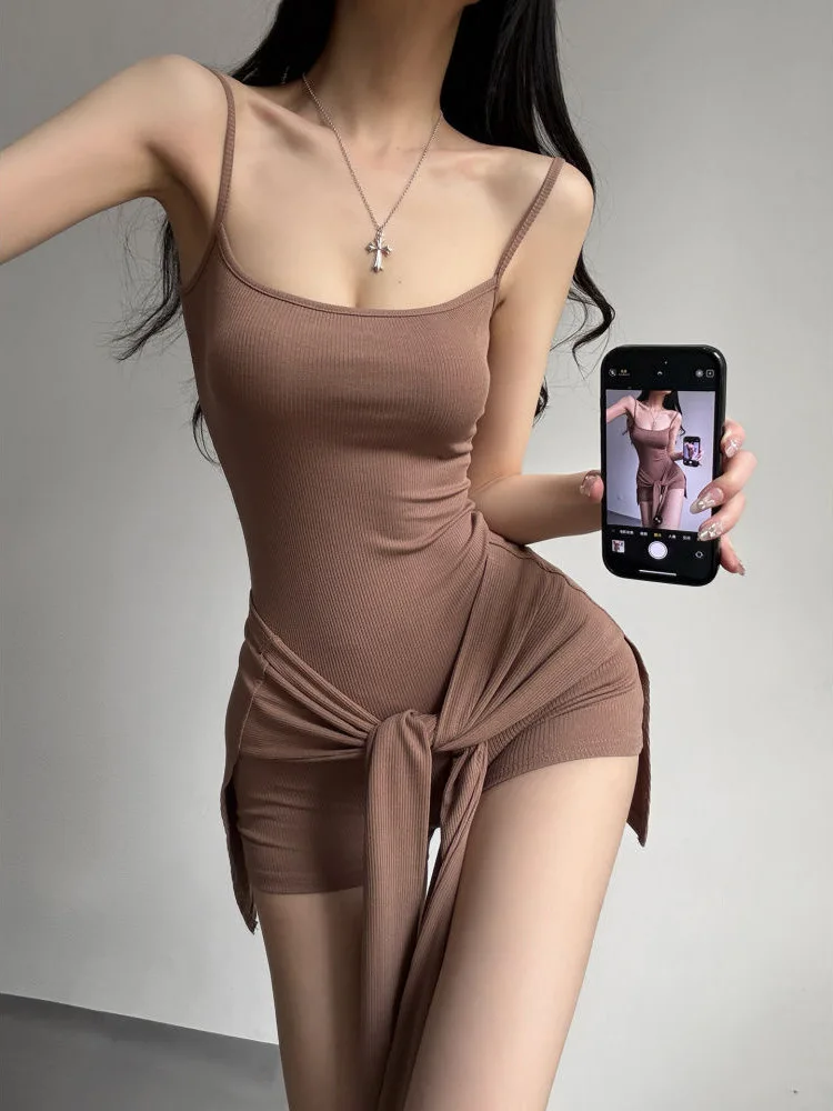 

KING BRAND Spicy Girl Fake Two-Piece Halter Onesie Women's Dress Yoga Casual Sports Shorts Autumn High Waist Short Pants