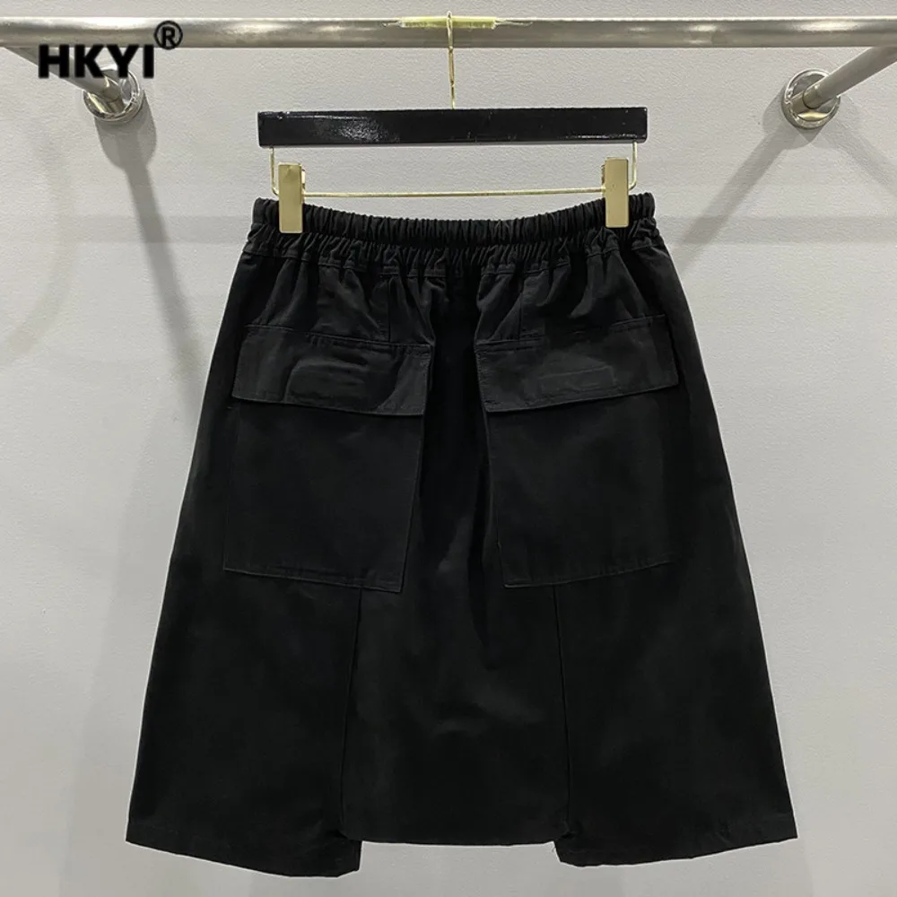 HKYI Men's Classic diagonal mid-thigh shorts mid length shorts, British dark hanging shorts pants