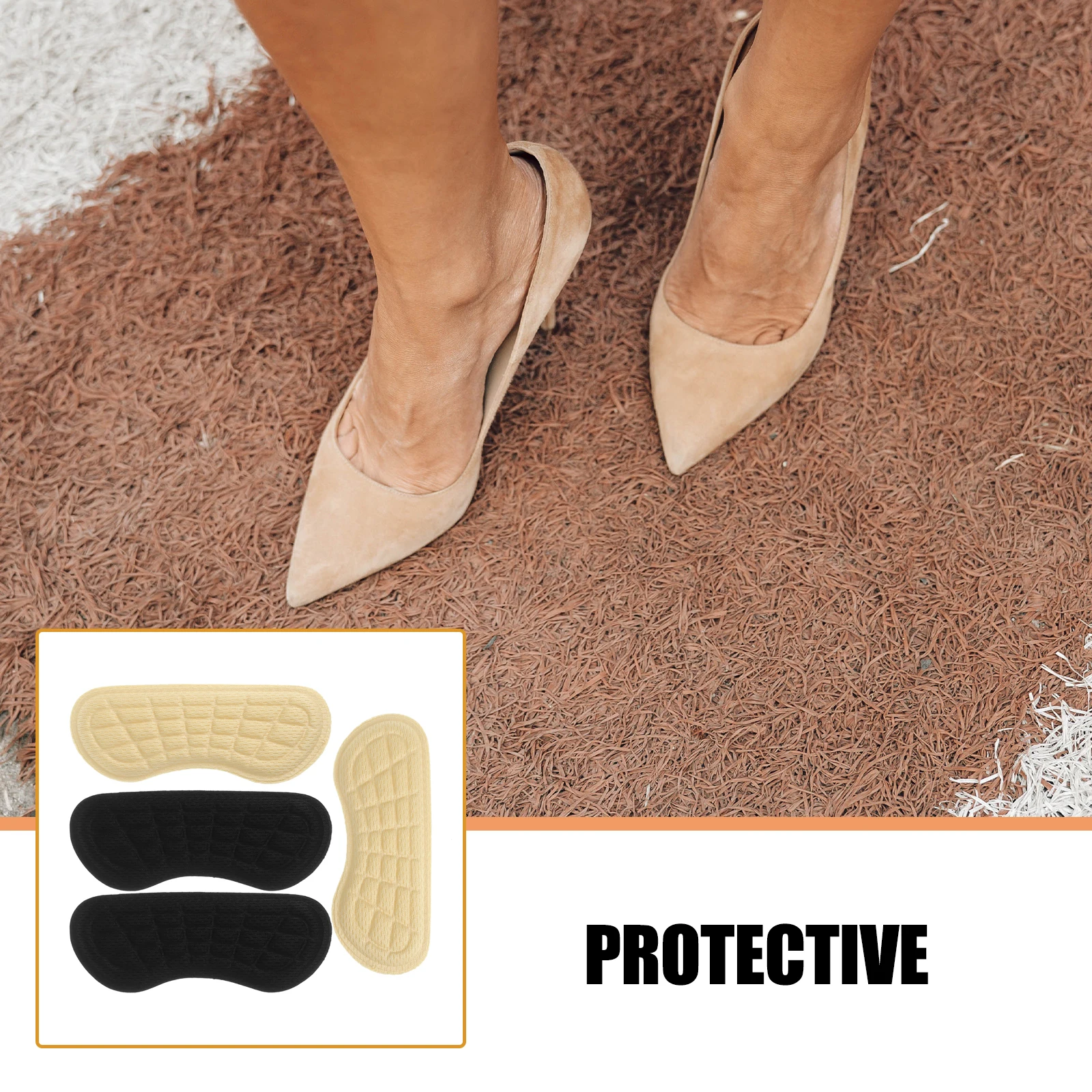 

4 Pairs Anti-wear Heel Pads Black Thin Cotton Men Women Shoe Inserts Comfortable Cushions Breathable Soft Supple Protectors