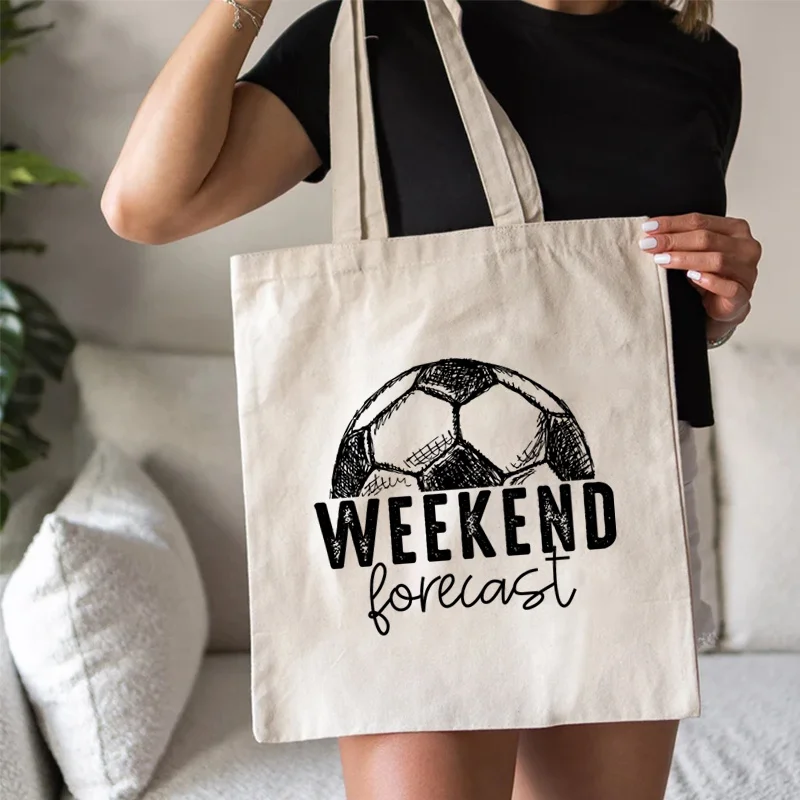 

Weekend Forecast Soccer Fashion Casual Tote Bag Large Capacity Foldable Tote Bag, Fashionable Shopping Bag Minimalism Bags