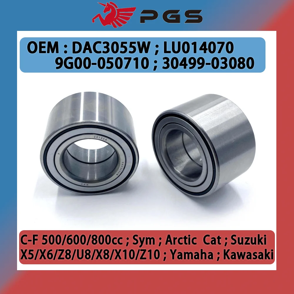 Rolamento do cubo de roda PGS para Yamaha, Big Bear, Grizzly, YFM, Kodiak, CFMOTO, 30499-03080, 9GQ0-050710, X5, X6, 500A, DAC3055W, 2pcs