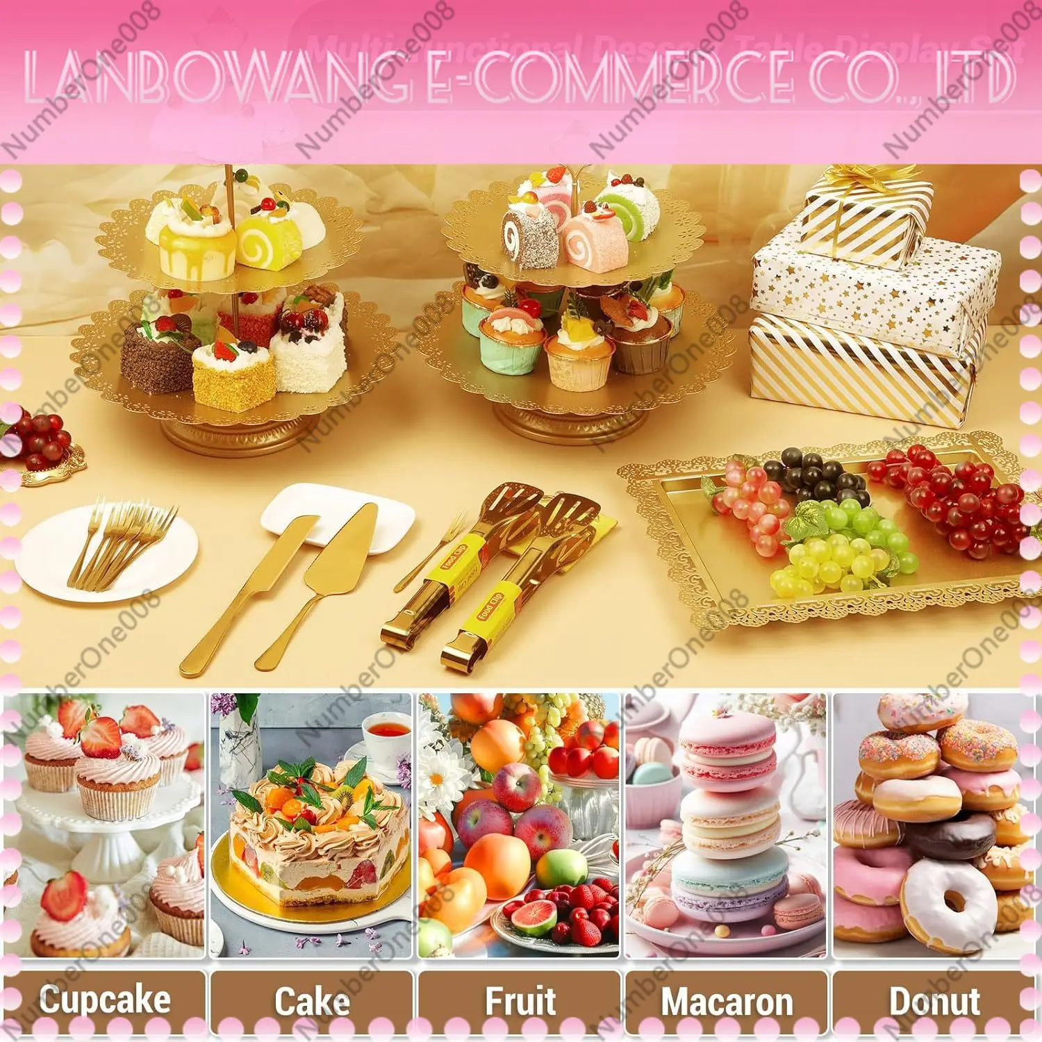 

White Iron Cake Stand Set Tiered Dessert Display Rack for Wedding Party, Afternoon Tea Cake Plate Stand