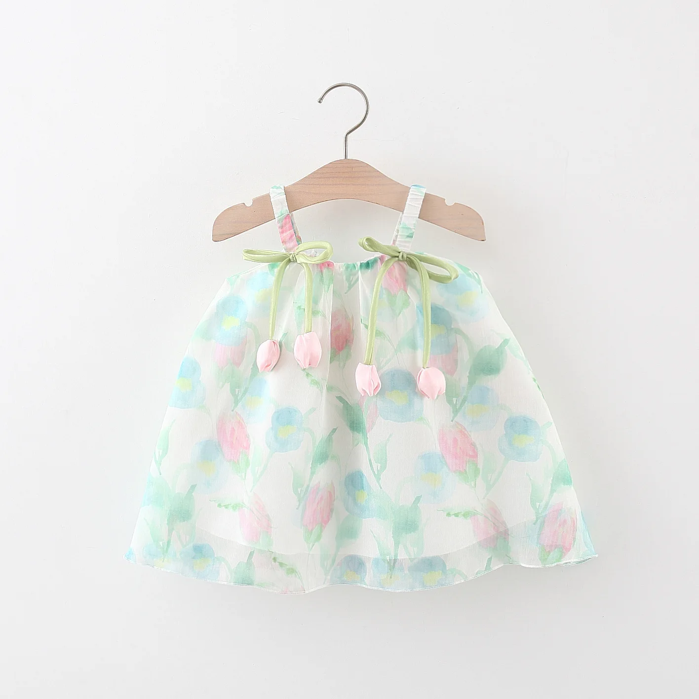 Summer New Tulip Chiffon Suspender Dress Girls\' Tulip Beautiful Dress Suspender Gauze Dress Children\'s Sweet Princess Dress