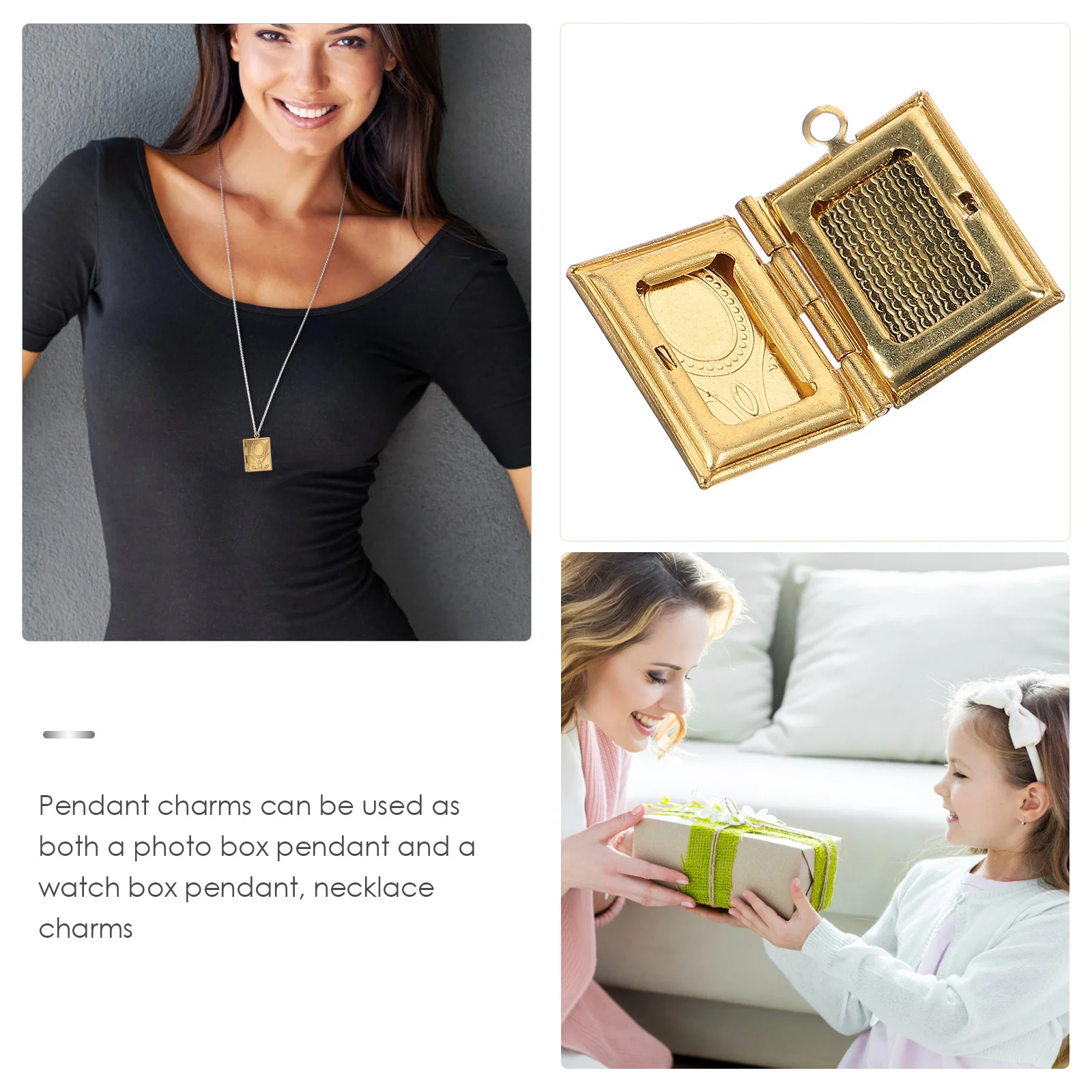 10 قطعة النحاس المنجد قلادة جالبة للحظ كتاب على شكل المناجد الصورة ل أساور صنع المجوهرات DIY بها بنفسك صندوق صور المعلقات الحرفية أطقم #5