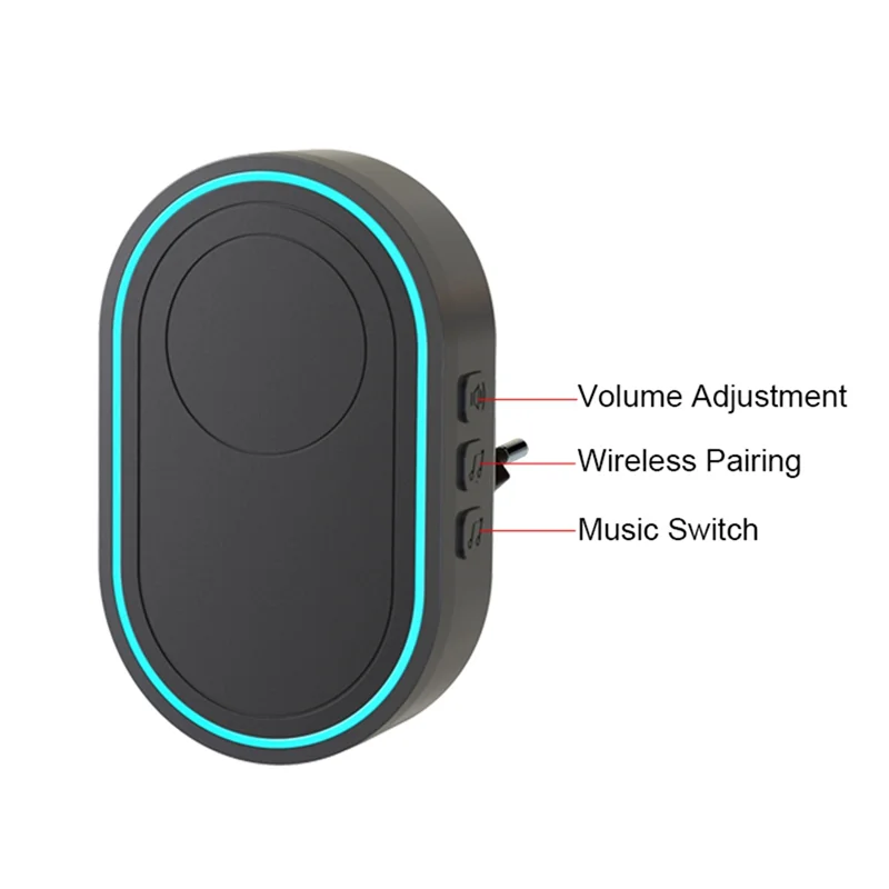 SQPP-Беспроводной дверной звонок, 433 МГц, водонепроницаемая кнопка, регулируемая громкость, 36 мелодий, мелодии, индикатор, напоминание