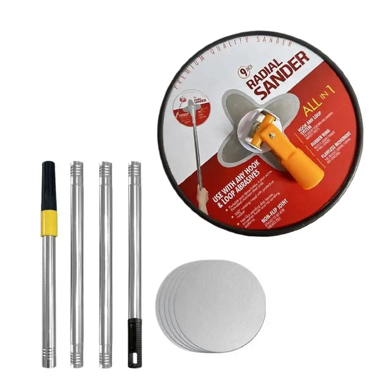 Wall Sander 9 Inches Radial Round Pole Sander 360 Degree Rotary Pad For Concrete Walls Repair Cleaning Polishing Painting