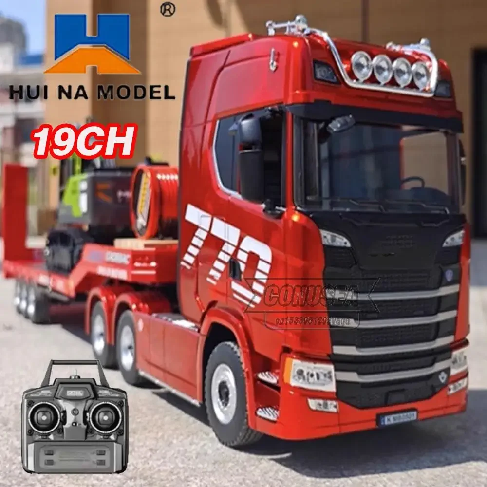Huina 1501 770S Радиоуправляемый автомобиль-трактор 19-канальный прицеп с дистанционным управлением 1/18 Инженерная машина со световым звуком Игрушки Рождественские подарки