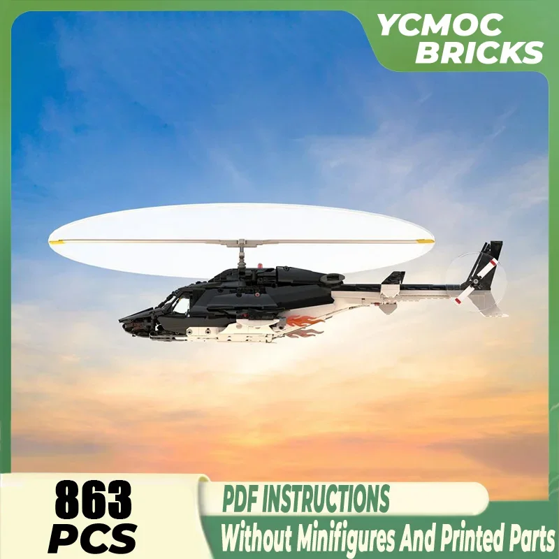 Military Series YcMoc Building Blocks Special Ops Helicopter Airwolf Model Technology Bricks DIY Airplane Toys For Kids Children