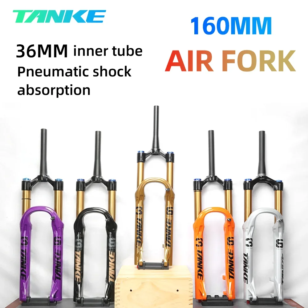 

Велосипедная амортизационная вилка TANKE для МТБ, труба 36 мм, регулировка отскока, для колес 26/27.5/29 дюймов, ход 160 мм