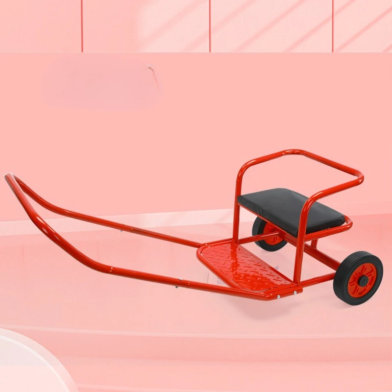 子供用プルワゴン、屋外遊び用キッズライドオン三輪車、快適なシートと柔らかいハンドル付きの幅広メタル幼児用おもちゃ