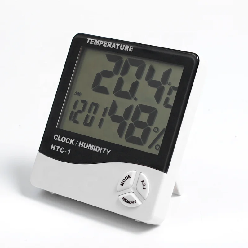 مقياس حرارة LCD الإلكتروني للرطوبة HTC-1 مقياس حرارة رقمي داخلي وخارجي