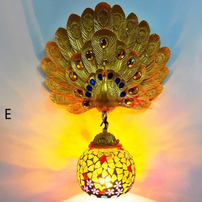 Wall Lamp Bohemia Peacock Wall Lamp Bedside Wall Lamp Bar Decoration Lamps for Living Room