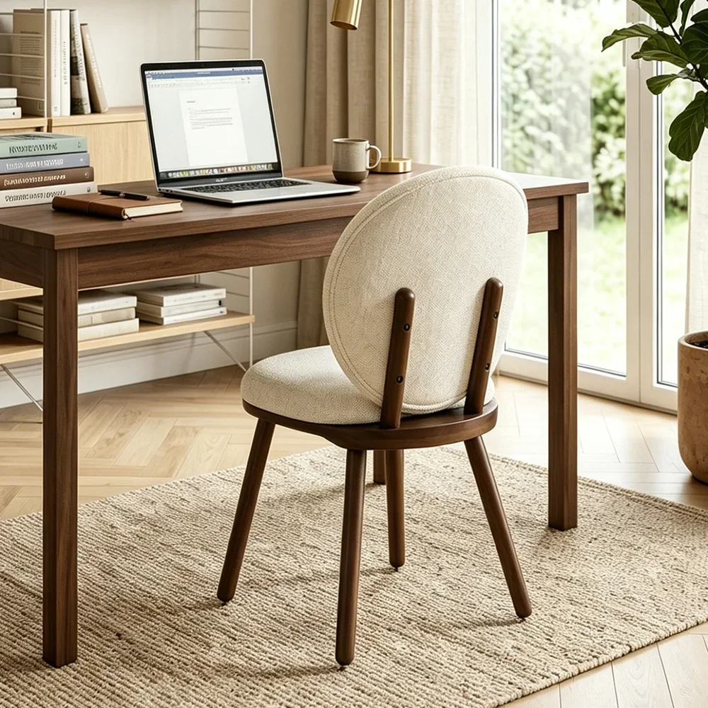 DSA fabric solid wood chair backrest retro living room dining room dining chair solid wood non-folding