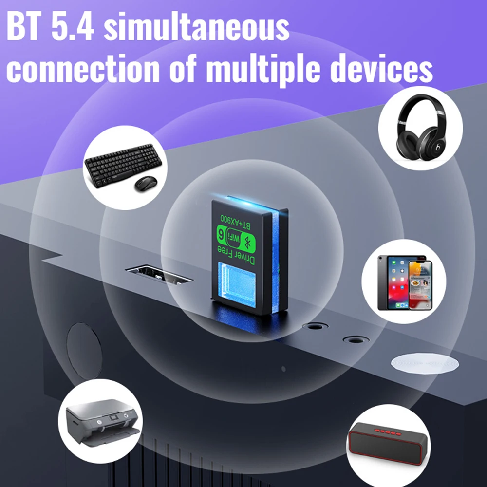 AX900Mbps WiFi 6 Bluetooth 5.4 USB Adapter 2.4G&5GHz Dual Band USB Network Wireless WiFi Receiver Driver Free For PC Win 10/11