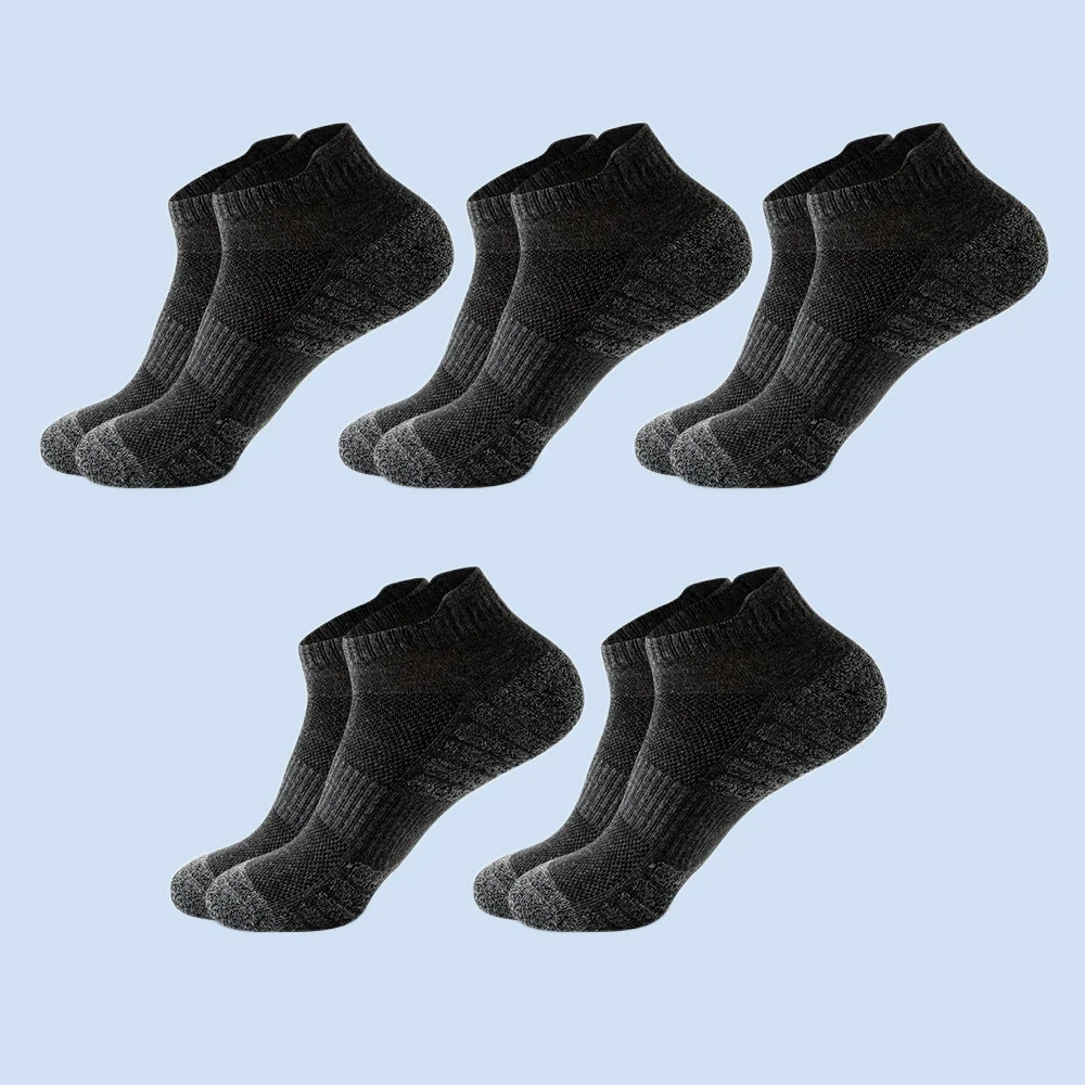 Chaussettes en coton pour hommes, absorbant la sueur, maille respirante, chaussettes de sport, document solide, chaussettes courtes, mode 2024, 5 paires