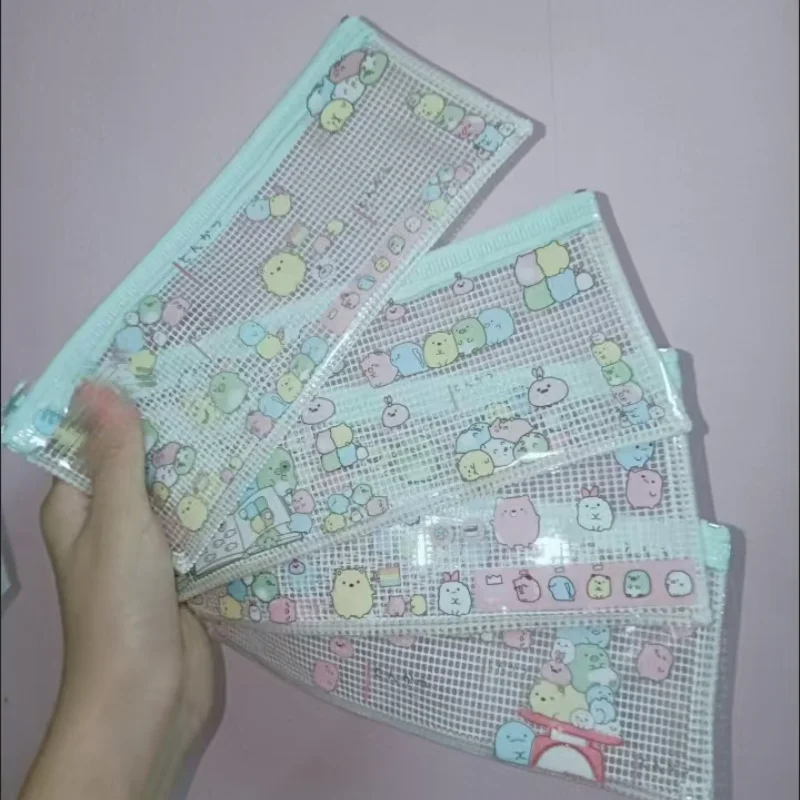 Japanese Style Cute Cartoon Sumikko Gurashi Grid High Aesthetic Storage Bag Small Item Stationery Organize Portable Makeup Bag - view 3