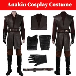 Knight Anakin Cosplay Men Costume Movie Space Battle Warrior Roleplay Leather Fantasia Clothing Adult Male Halloween Party Suit