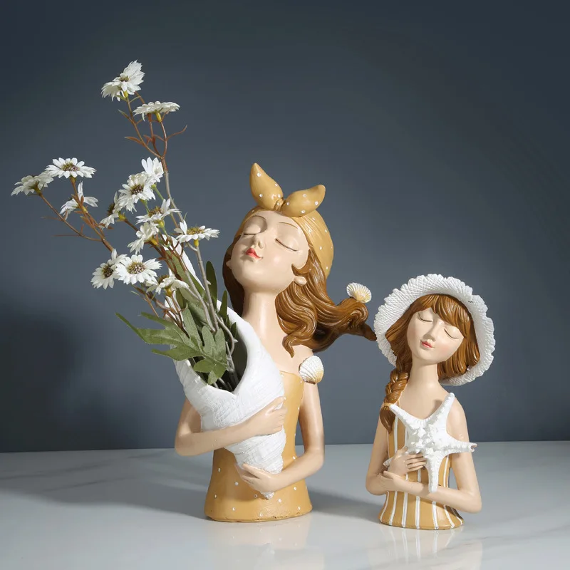 

Flower Girl Vase Dried Flowers Vase Head Vase Artificial Flowers Face Vase Table Centerpiece Vase Scandinavian Home Decoration