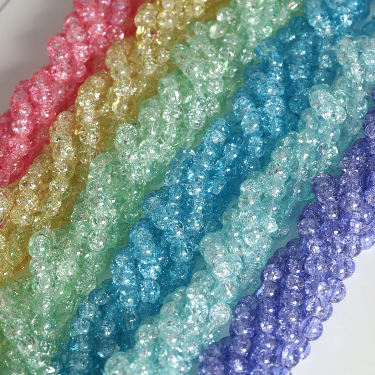 10mm Contrast Color Ice Crack Texture Round Glass Beads Creative Fittings For Bracelet Necklace Decoration Jewelry Making Parts