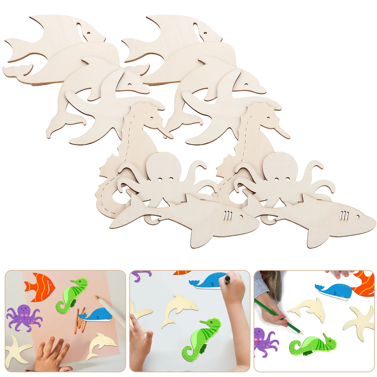 

42Pcs Unfinished Wood Ocean Animal Cutouts Smooth Edges DIY Painting Wooden Shapes Craft Supplies Wooden Crafts to Paint