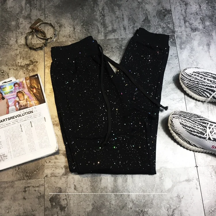 

Модные хлопковые прямые джинсы Trendy Bright iny Fragmented Universe Starry Couple Fce Thin Sports Long Pants Street Sle