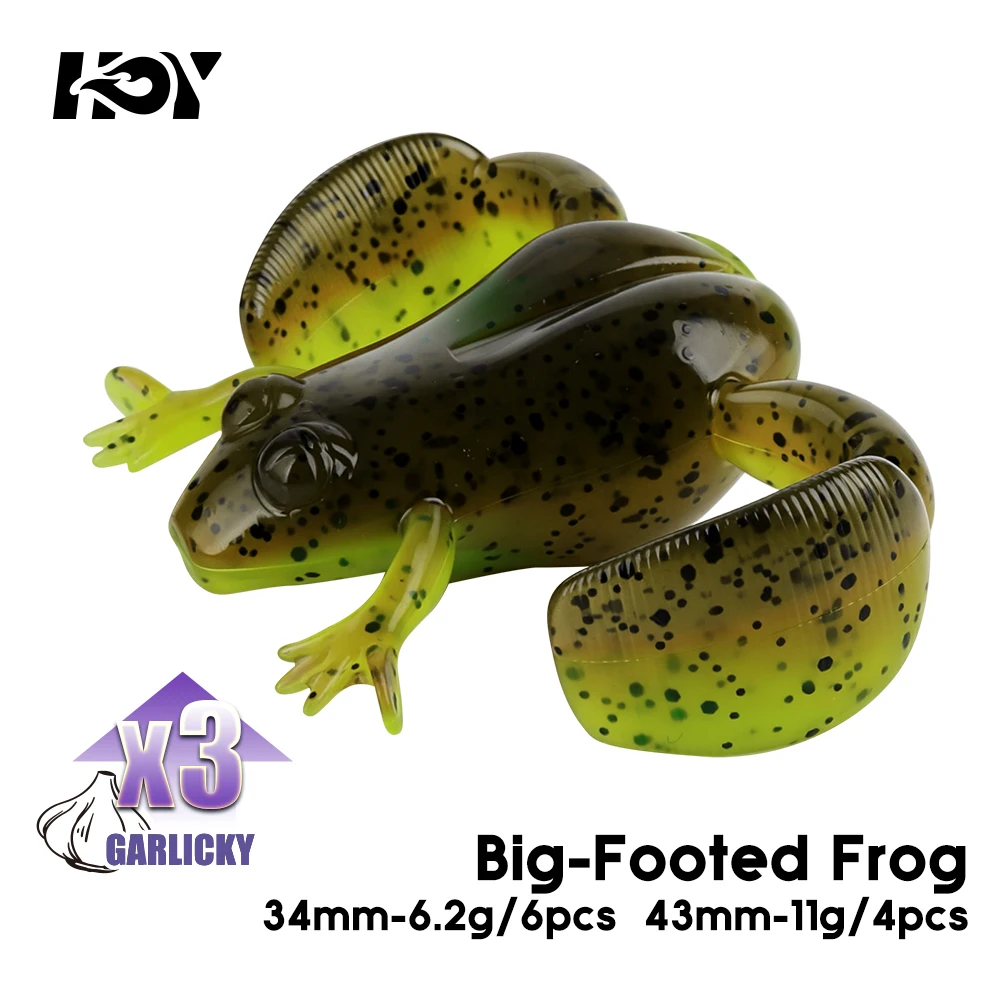 Kingdom 4pcs High Elastic TPE Frog Fishing Bait 34mm 6.2g 43mm 11g Floating Silicone Swimbait Bass Lure For Freshwater Fishing