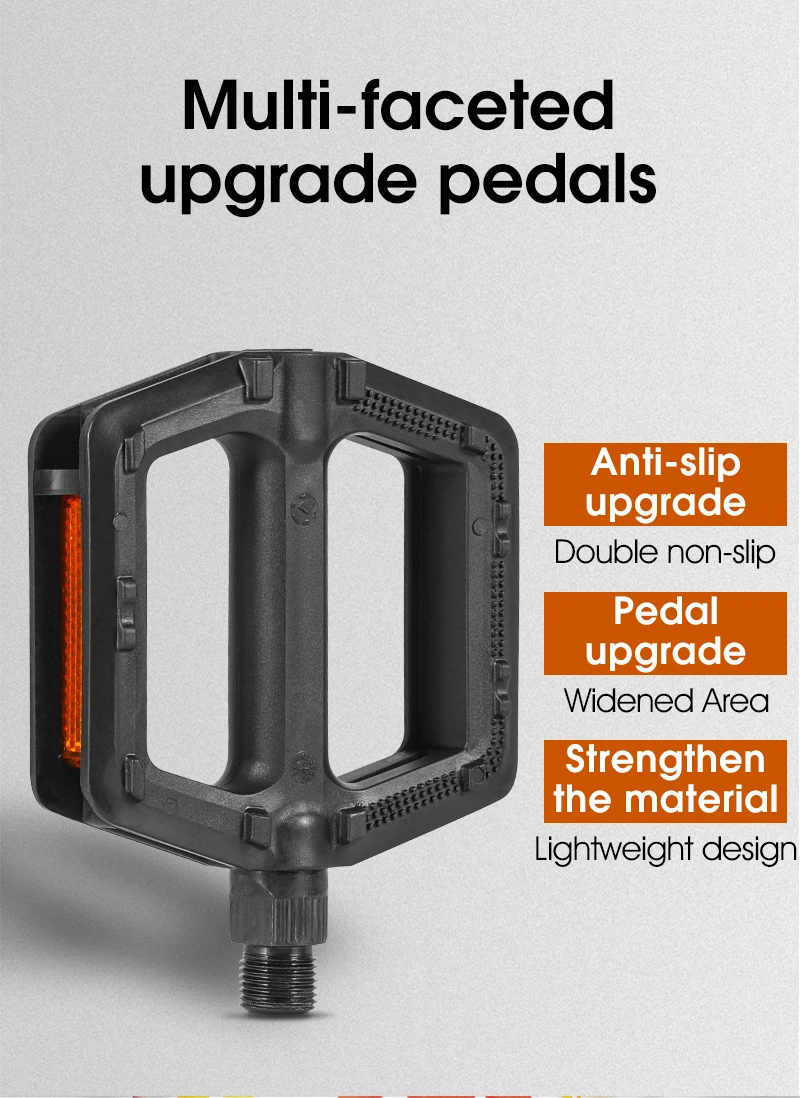 WEST BIKING MTB Fahrradpedale Rutschfeste Plattformpedale für Stadt- und Rennräder Fahrradzubehör Ultraleichte Breite Nylon-Reflektorpads – Detail 4