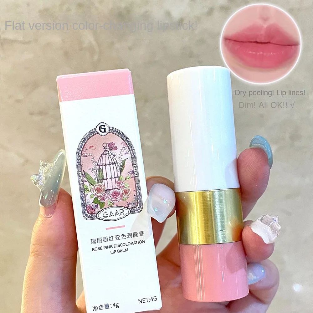 Rose Garden Batom Mudando Cor, Impermeável, Rosa Nu, Mudança de Temperatura, Bálsamo Labial Nutritivo de Longa Duração, Mágico