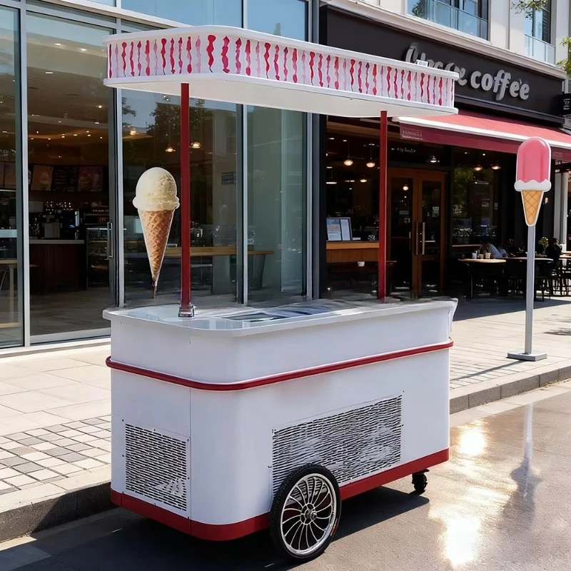 Outdoor Market Night Market Stall Cart Mobile Display Stand European-style Outdoor Business Ice Cream Cart Ice Customized