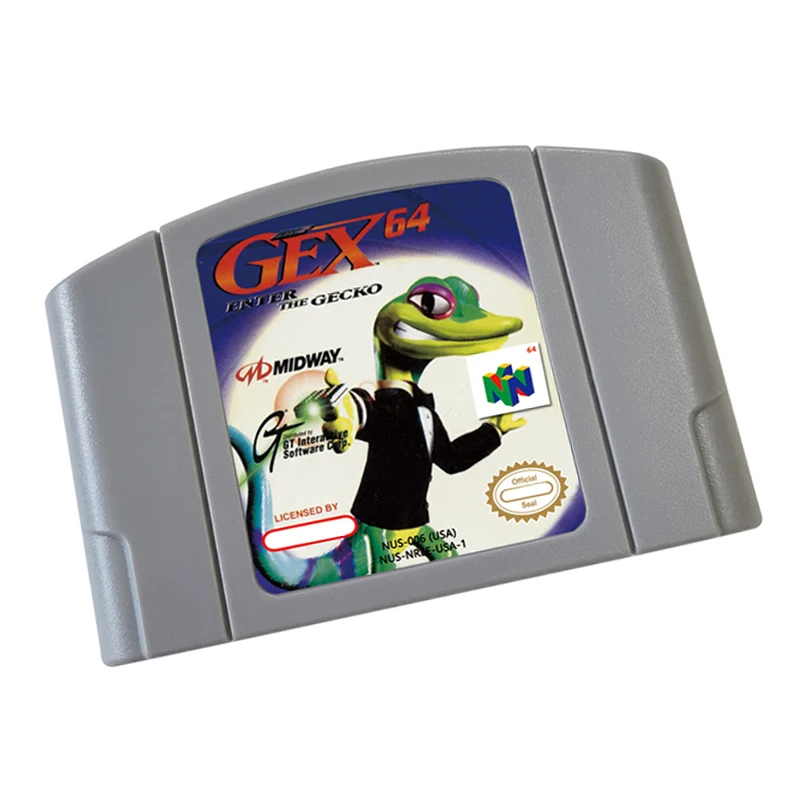 Gex 64 أدخل أبو بريص لبطاقة الألعاب N64 النسخة الأمريكية وحدة التحكم 64 بت إصدار الولايات المتحدة الأمريكية خرطوشة ألعاب الفيديو
