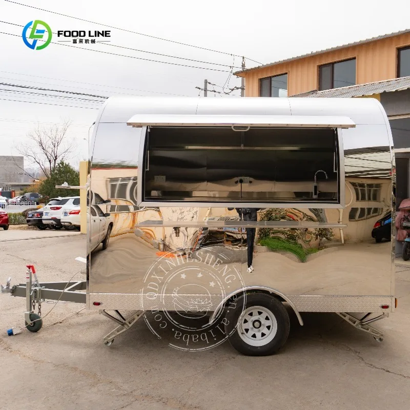 

Roundness Pizza Oven Trailer Food Van Mobile Ice Cream Food Truck with Full Kitchen