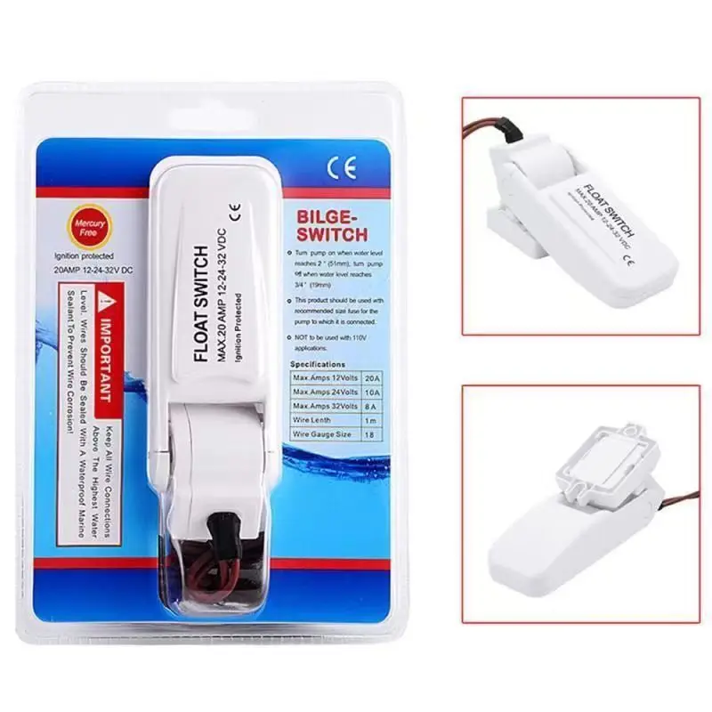 Automatic Bilge Pump Float Switch 12V/24V/32V DC Safety Water Level Sensor for Boat Yacht Marine Plumbing