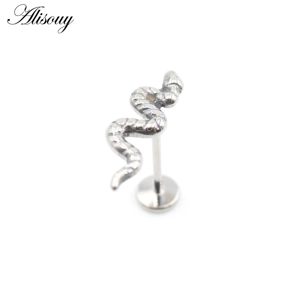 1PC Threadless Titanium Snake WaterDrop Sword Wheatear Labret Lip Stud Ring Ear Tragus Cartilage Earrings Body Piercing Jewelry