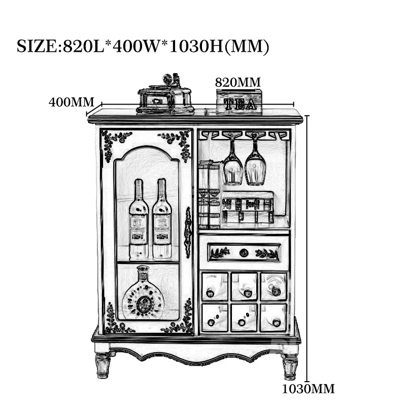 Gabinete de vino de almacenamiento Simple y moderno para exhibición de apartamentos pequeños, aparador bajo en estilo mediterráneo, sala de estar de madera hecha