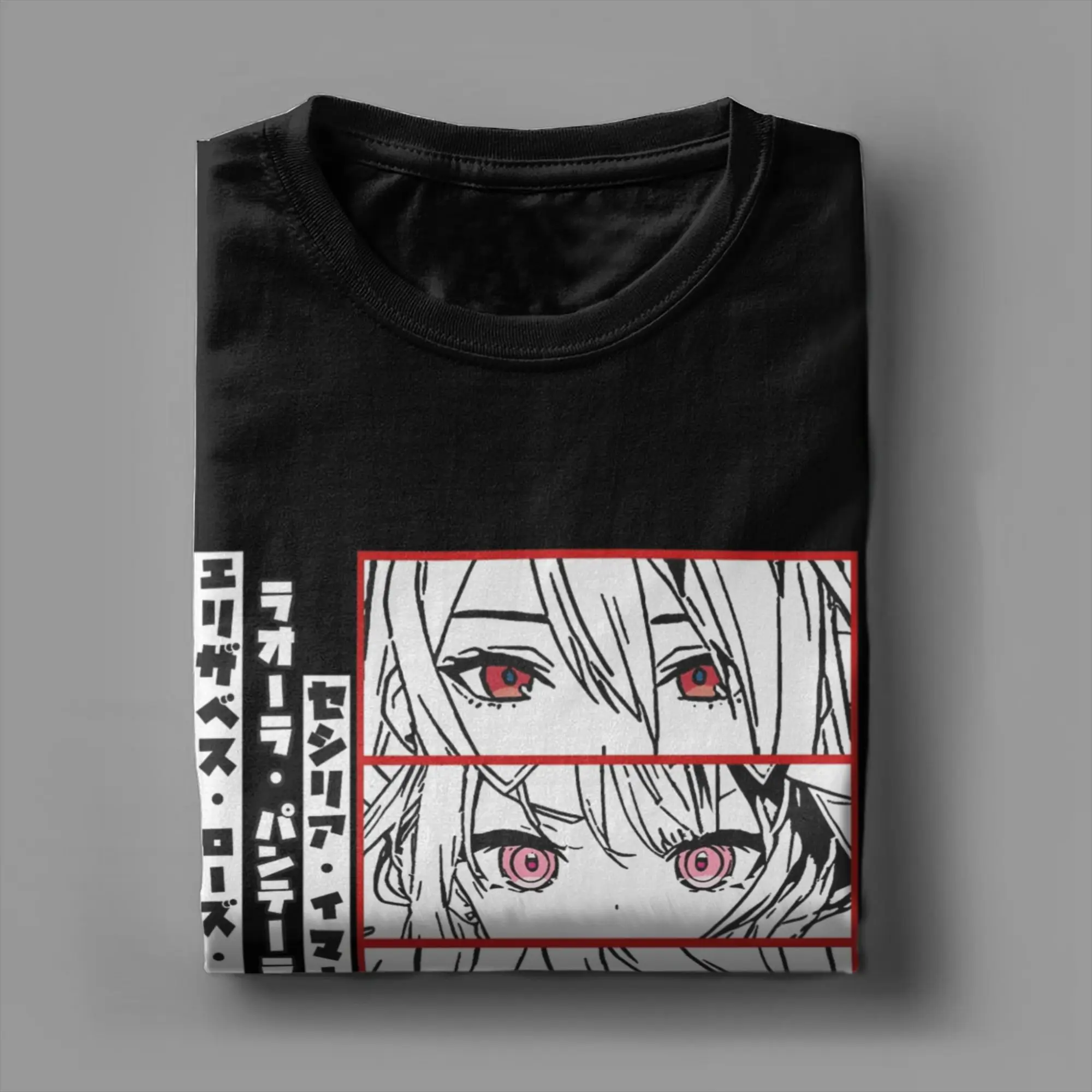 Herren Holo Justice Panel Hololive T-Shirts Baumwolle Tops Freizeit Kurzarm Rundhals T-Shirt Geschenk T-Shirt – Detail 5