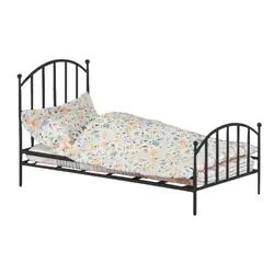 Miniature Metal Bed Miniature Vintage Bed Model Decor Single-Bed Design Doll House Furniture For Kid's Room Bedroom And Doll