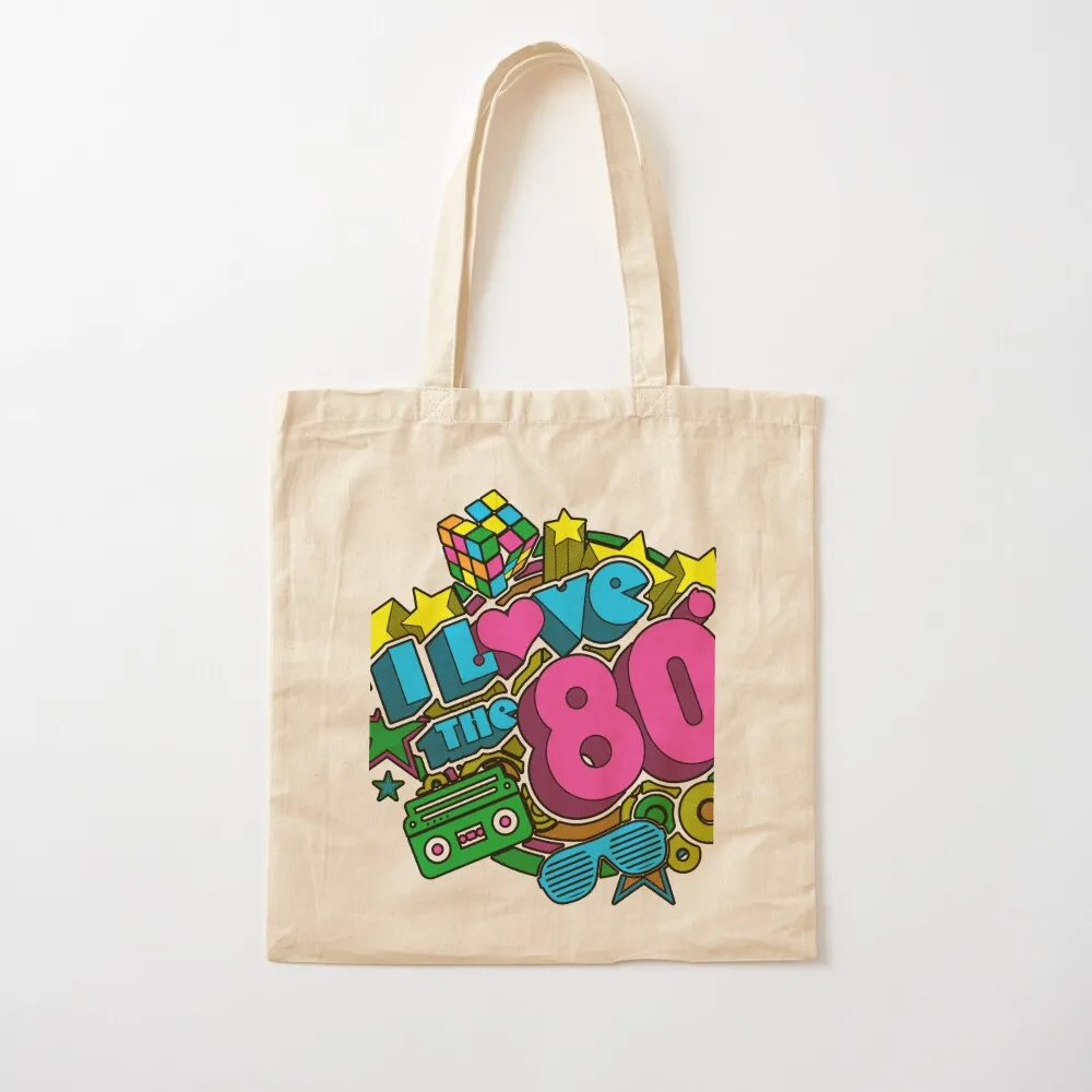 I Love The 80s Retro Eighties Pop Culture Throwback Tote Bag shopper bag women Shopping bags Large bags for women