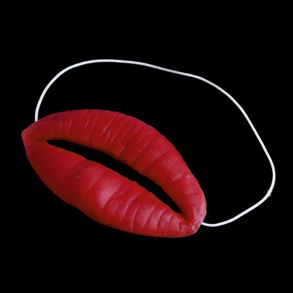 

1Pcs Red Lips Props Jokes Sausage Red Lips Thick Big Mouthes Halloween Funny Horror Latex Mask Trick Play Wedding Party Props