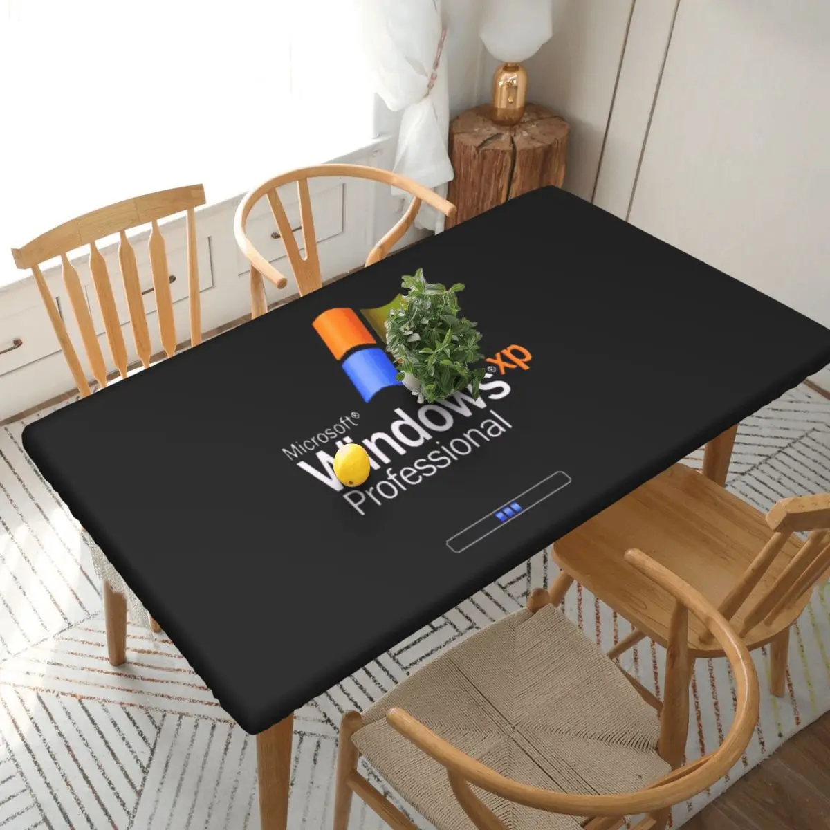 Windows 95 Geeks Nerd Mesh Customized Rectangular Tablecloth Oilproof Table Cover for Dining Events Table Cloth