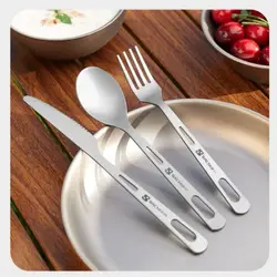 High Quality Portable Titanium Spoon Long Handle Environmental Outdoor Camping Fork Light Titanium Cookware Outdoor Tool