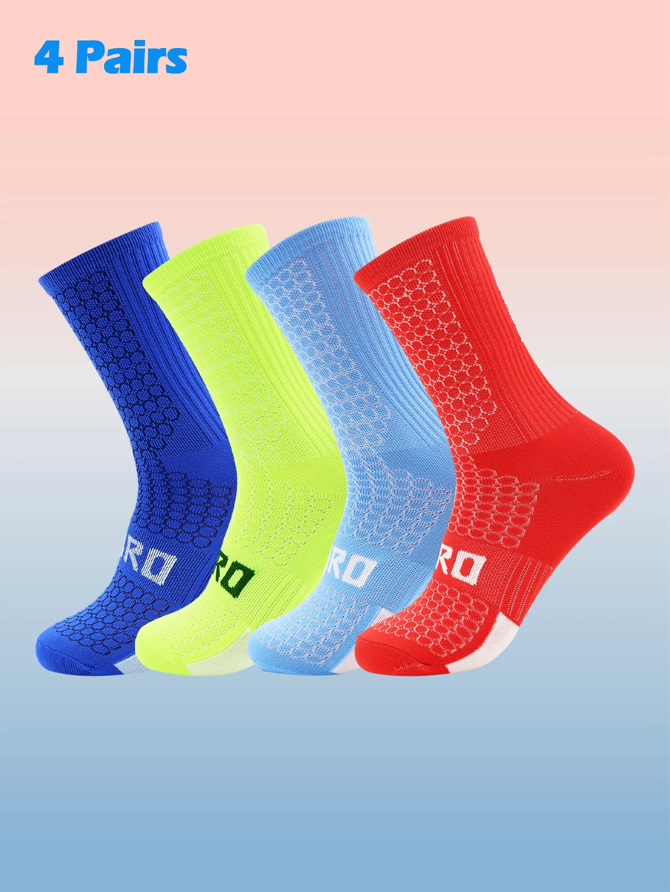 4er-Pack Sport-Radsocken, bunte Anti-Geruch-Sportsocken zum Laufen, geeignet zum Radfahren, Laufen, Wandern, Sport, Fitnessstudio,