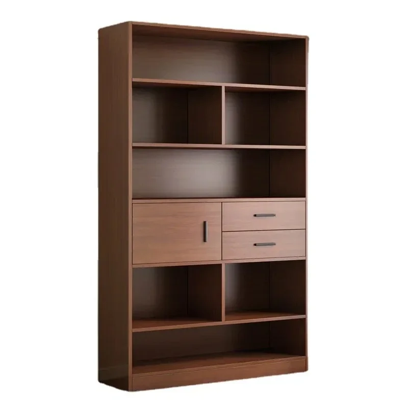 

High quality wall lattice cabinet household bookshelf simple living room wooden children's book storage rack with drawer
