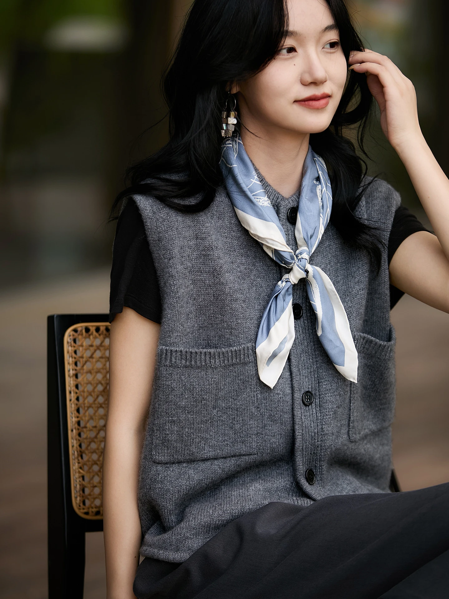 Повседневный круглый однотонный корейский вязаный открытый кардиган, жилет Svel, осенний роскошный легкий универсальный многослойный топ