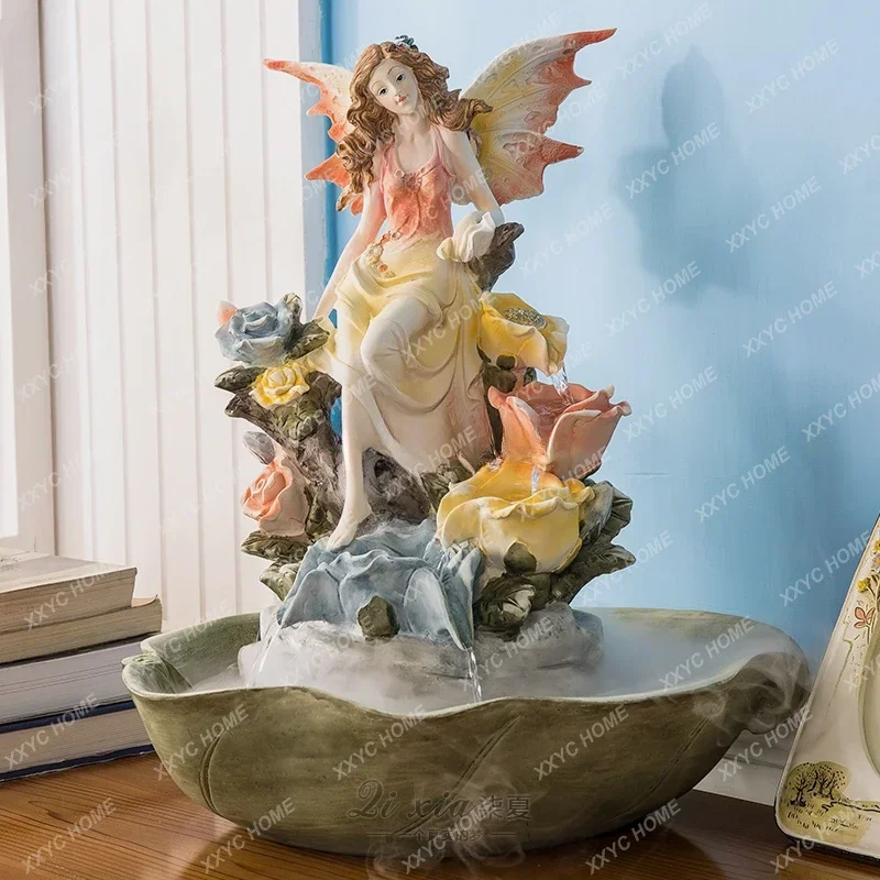 

Angel European Style Water Fountain Living Room Home Decoration Ornaments