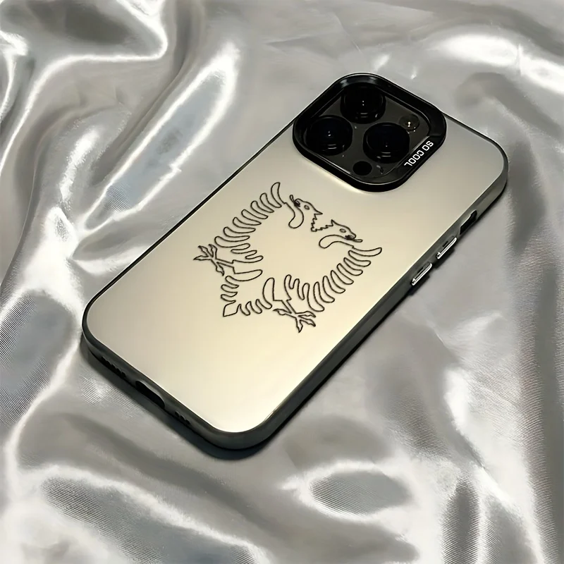 حافظة هاتف محمول بنمط الخط الألباني الإبداعي لهاتف آيفون 16، 15، 14، 13، 12، 11 Pro Max Plus غطاء خلفي غير لامع مقاوم للصدمات