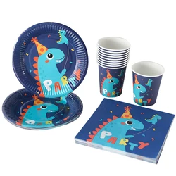 Disposable Cutlery Dinosaur Party Tissue Paper Cups Dinner Plate Boys Birthday Party Decorations Balloons Baby Shower Gifts