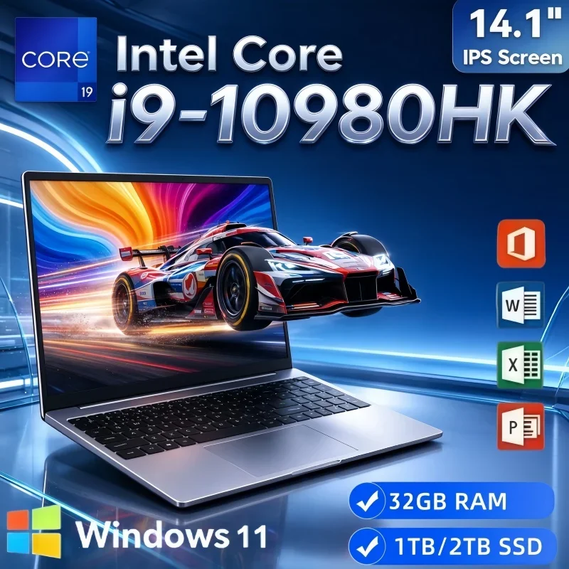 Windows11 Portable Notebook 14.1 Inch Intel I9-10980HK 32GB RAM 2TB SSD High Speed Laptop For Daily Work And Video Entertainment