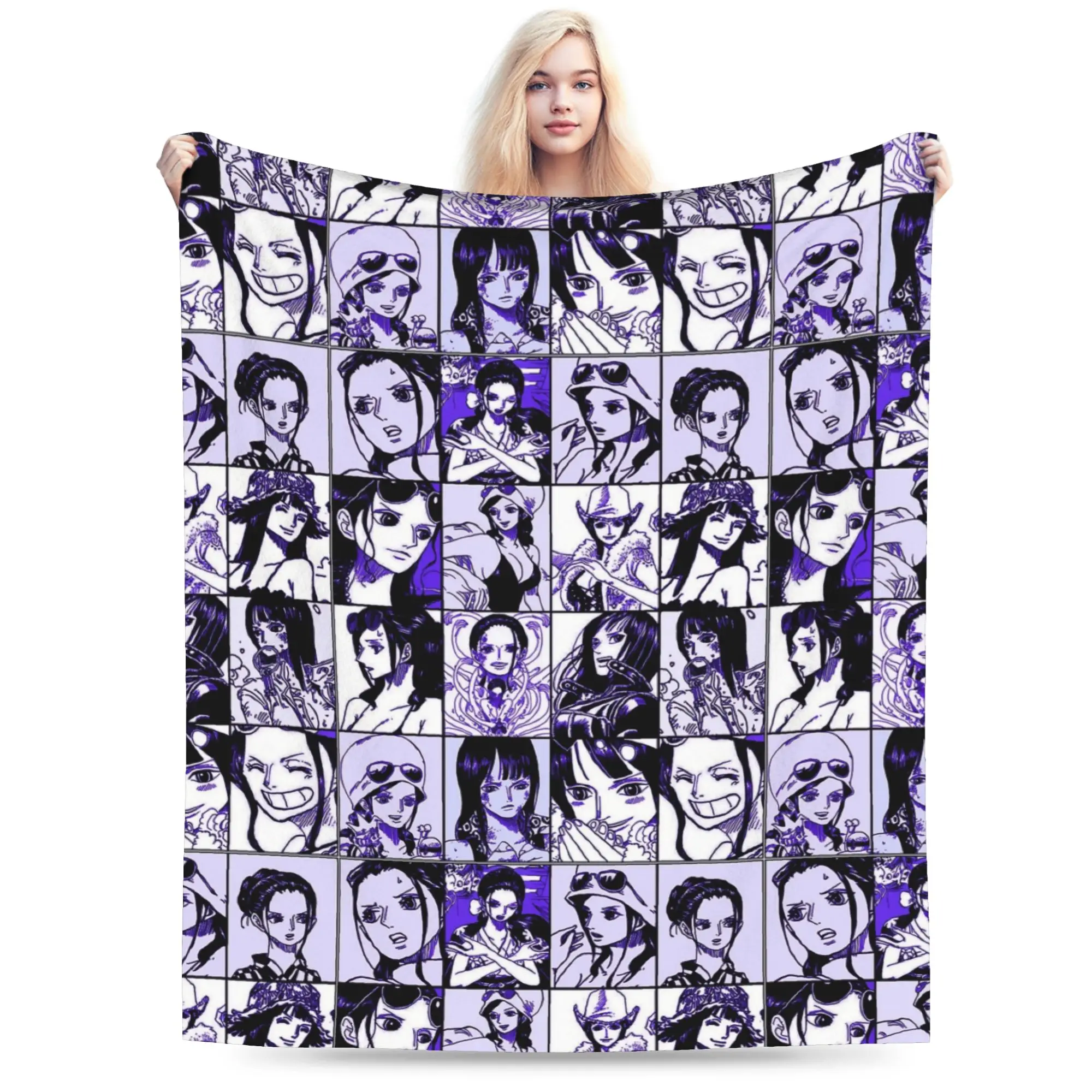 Nico Robin O-Oned Manga P-Pieced Blanket Flannel  Winter   Lightweight Throw Blanket for Bedding Travel Bedding Throws