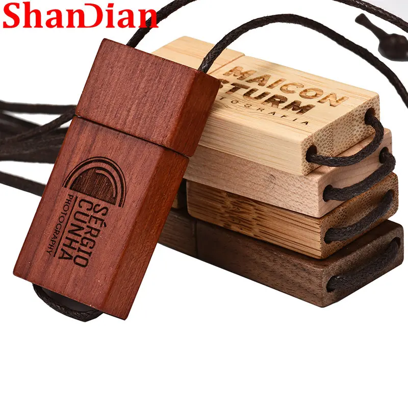 

SHANDIAN WOODEN PRODUCTS USB2.0 Memory Stick FREE CUSTOMIZED LOGO USB DISK 4GB 8GB 16GB 32GB 64GB ROPE RECTANGULAR PEN DRIVES PH